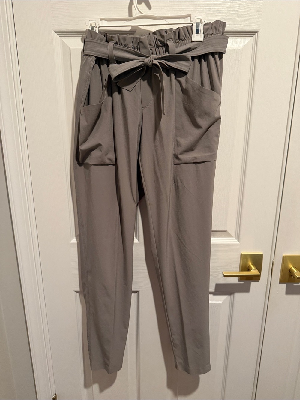 Athleta High-Rise Paperbag Waist Tapered Pants - Gray
